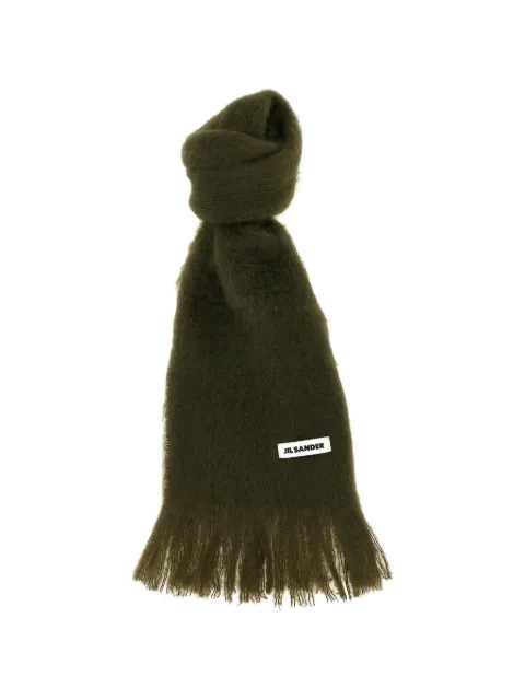Jil Sander logo-patch fringed scarf