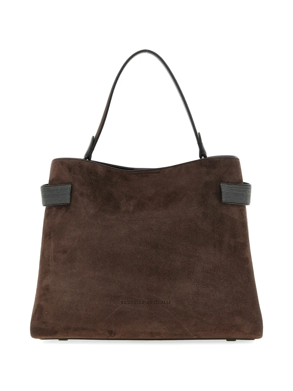 Brunello Cucinelli Grote Essence shopper verfraaid met monile Bruin