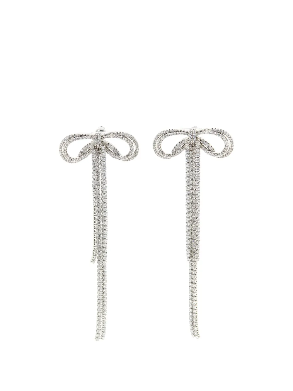 Self-Portrait Double Crystal Bow earrings - Argento