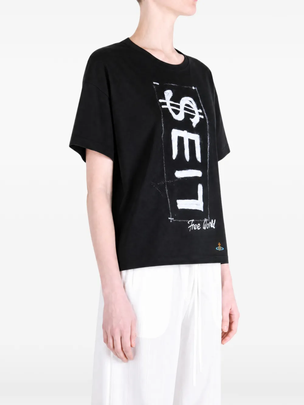 Vivienne Westwood Lies T-shirt met geborduurde tekst Zwart