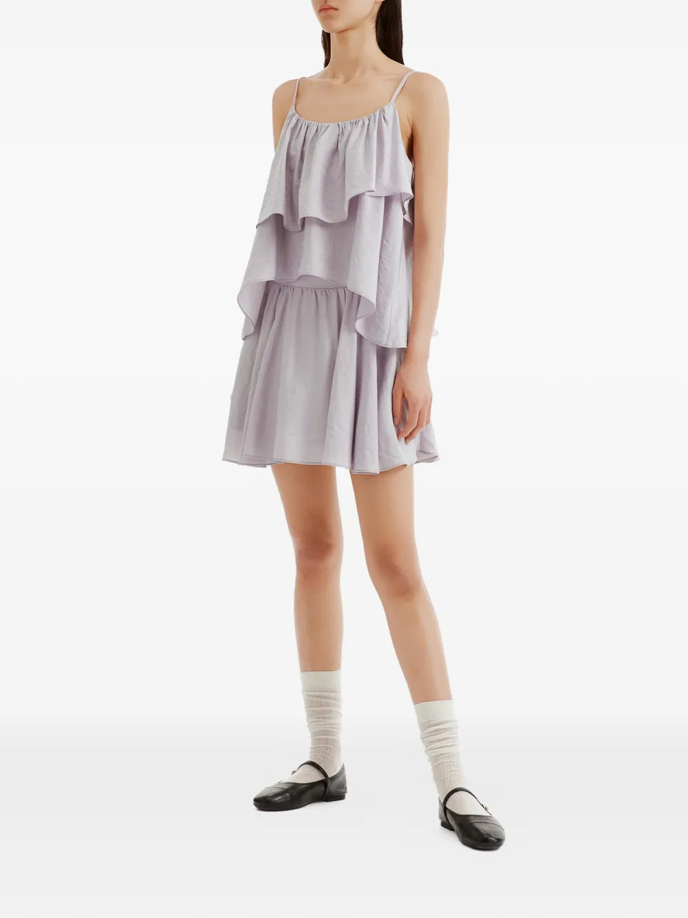 b+ab Tweedelige shorts set met ruches Paars