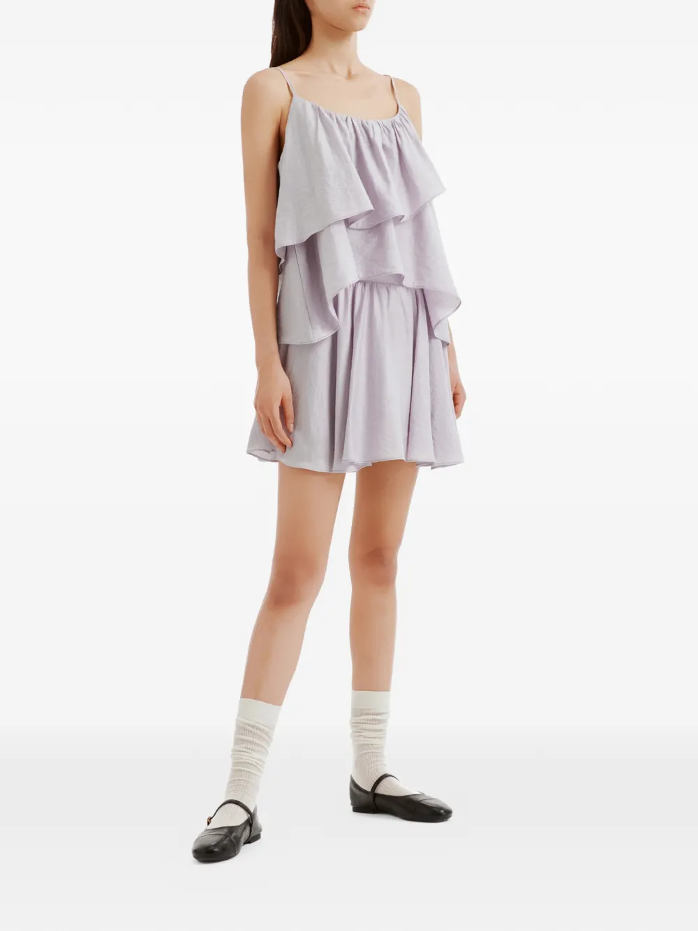 b+ab Tweedelige shorts set met ruches Paars