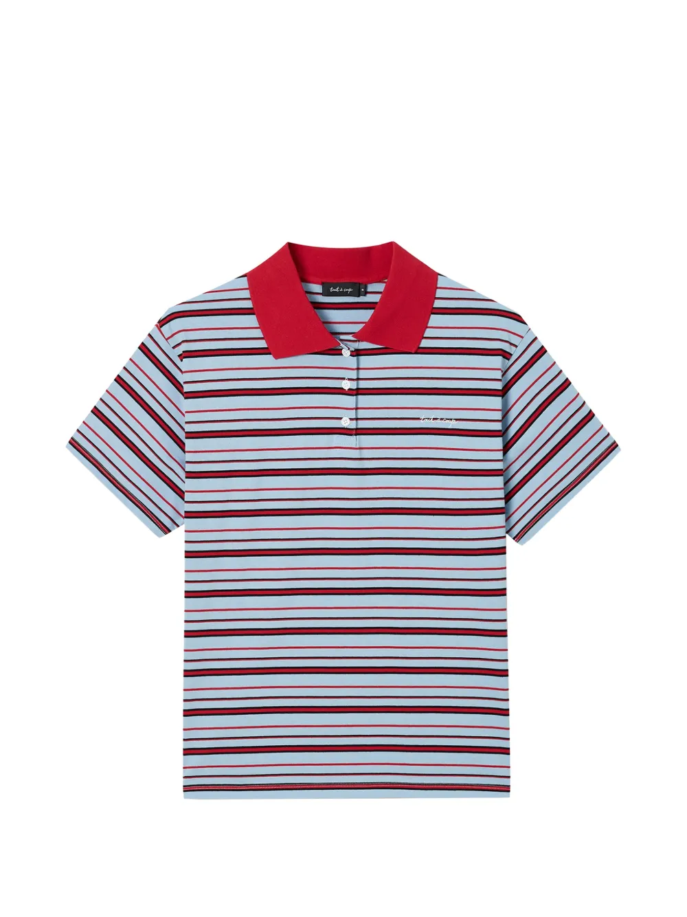 tout a coup striped short-sleeve polo shirt - Blue