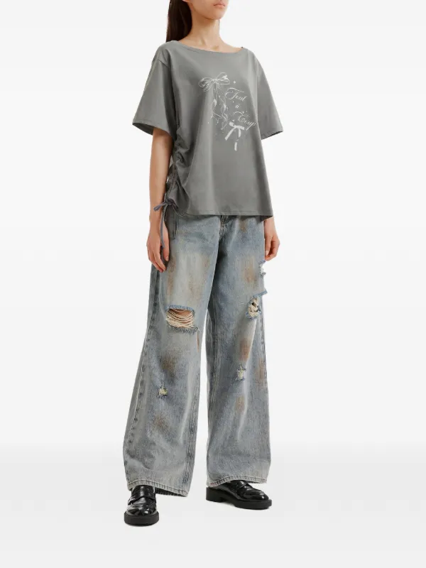 E*r様 archive DAMIR DOMA グレー 長袖 Tシャツ リボンデ Tout a Coup リボンプリント Tシャツ | グレー | FARFETCH JP