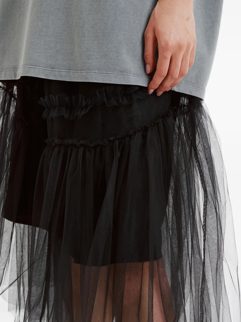 b+ab Midi-rok met ruches Zwart