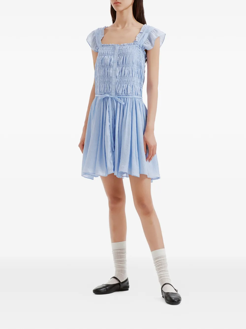 b+ab Mini-jurk met ruches Blauw