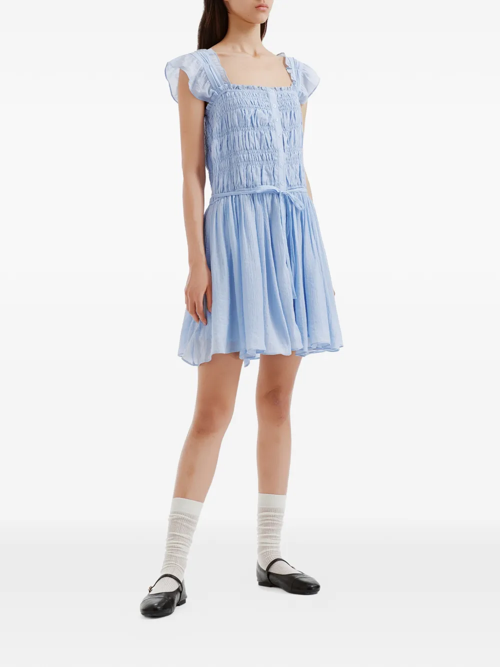 b+ab Mini-jurk met ruches Blauw