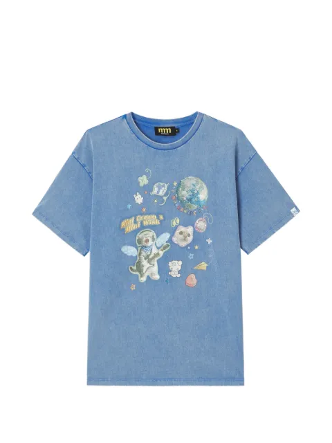 Mini Cream playera con estampado gráfico