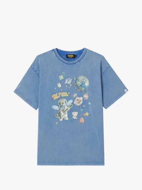 Mini Cream playera con estampado gráfico