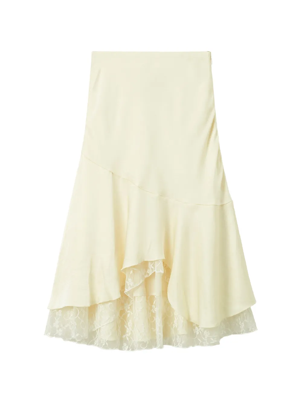 b+ab lace-trim asymmetric midi skirt - Nude
