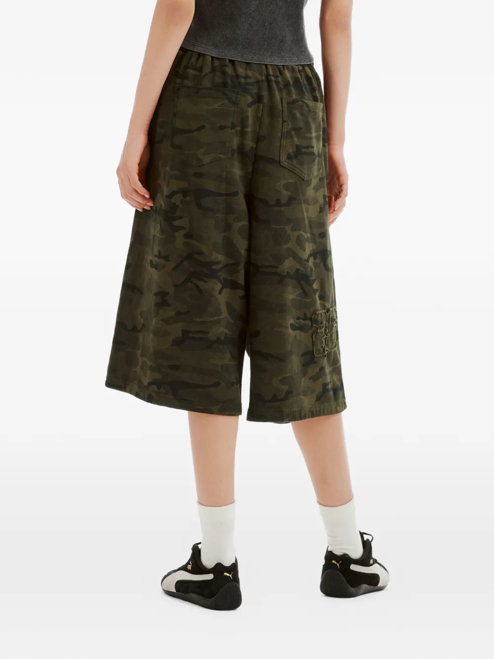 Mini Cream Shorts met camouflageprint Groen