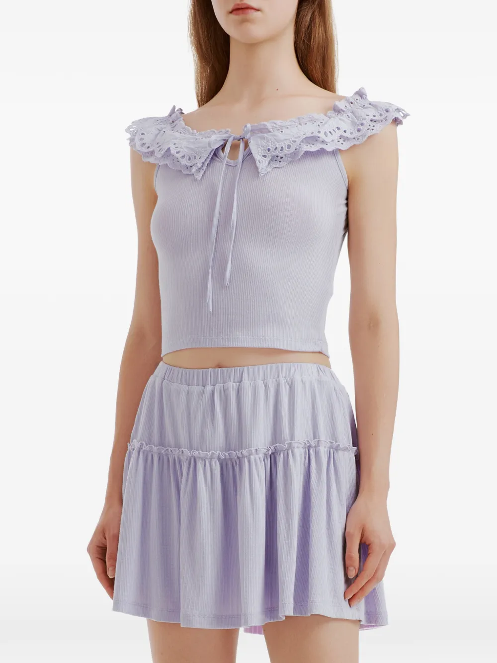 b+ab Broderie anglaise rok set Paars