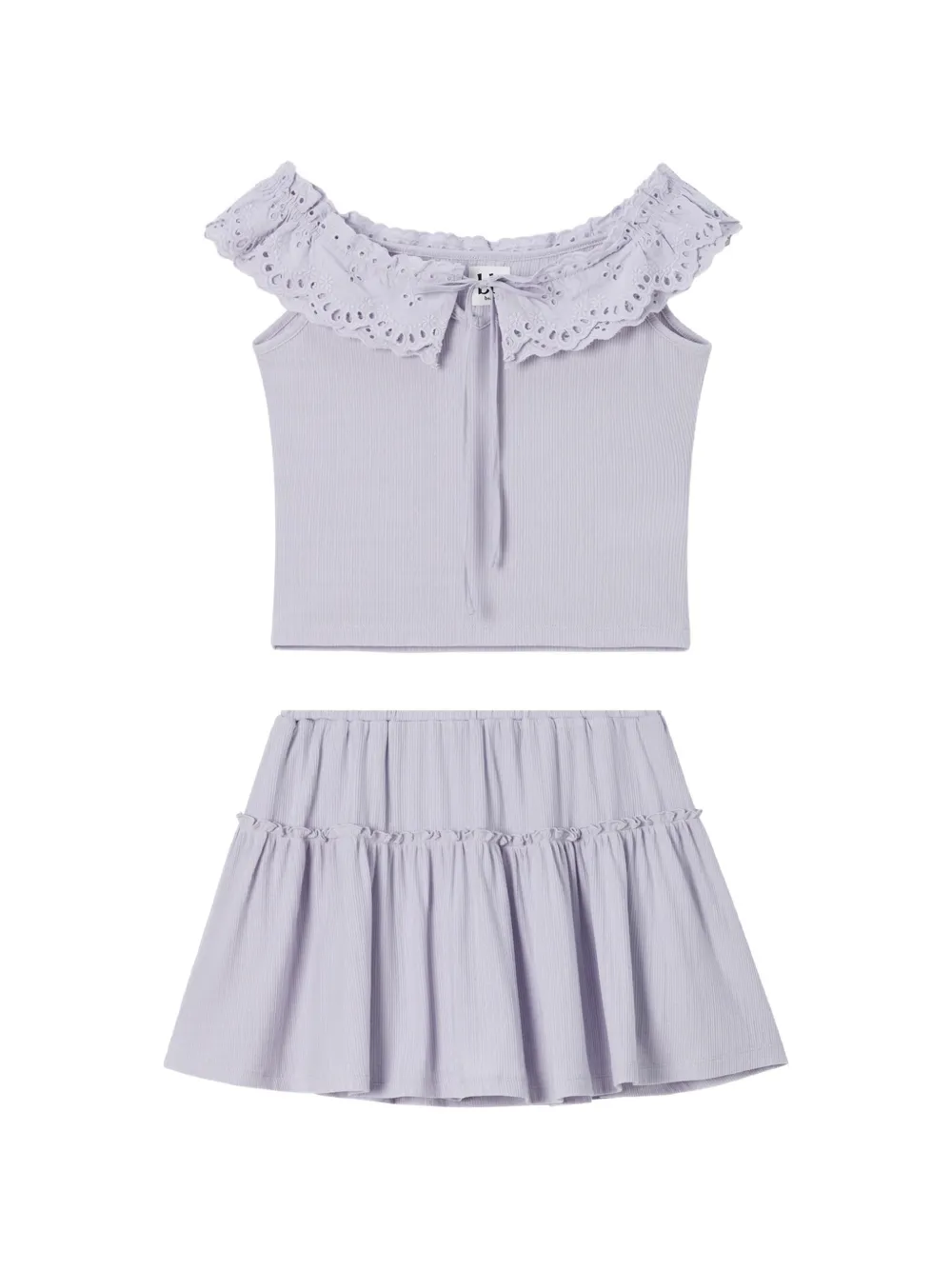 B+ab Broderie-anglaise Tiered Skirt Set In Purple