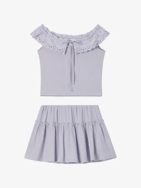 b+ab broderie-anglaise tiered skirt set