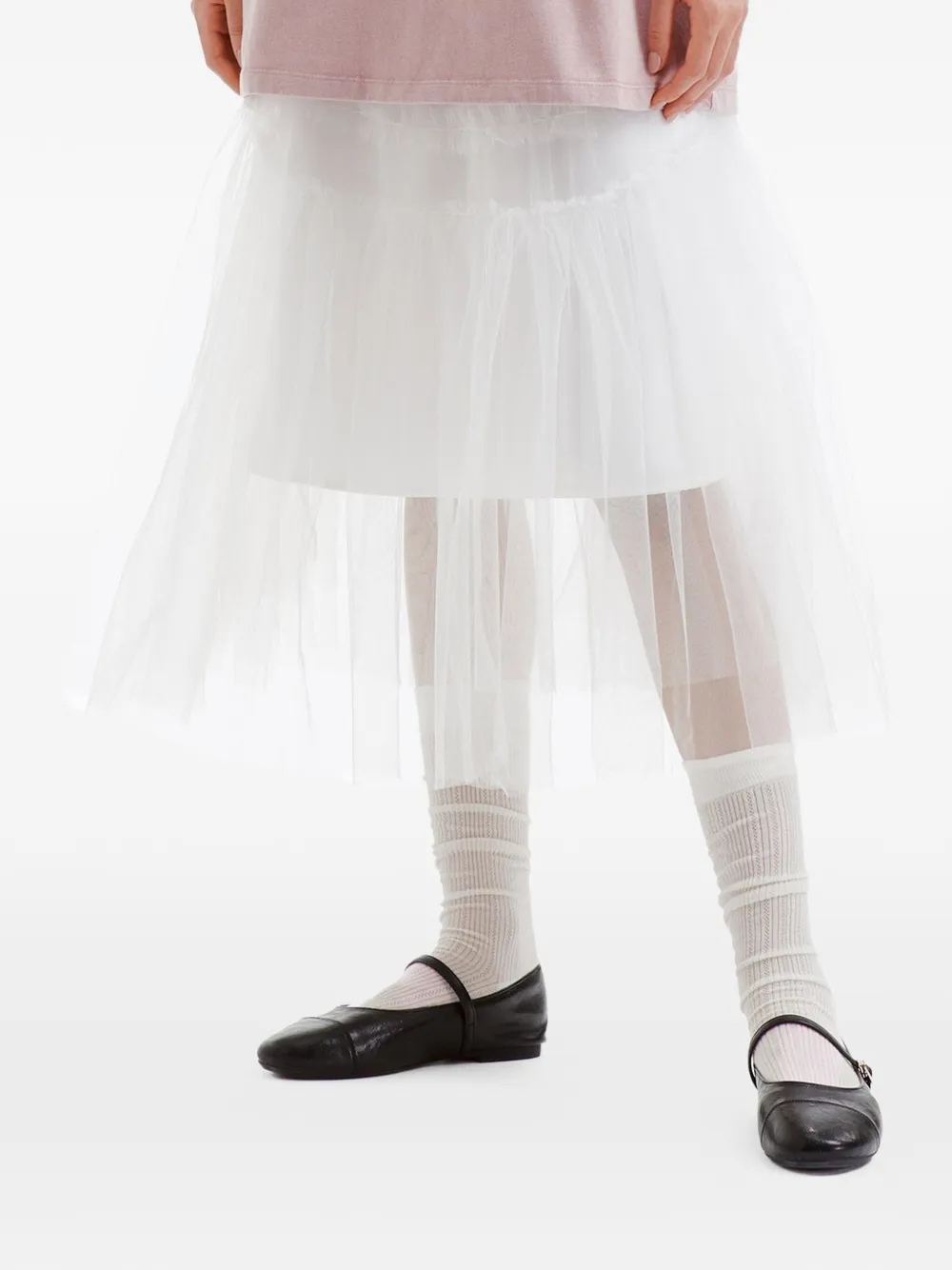 b+ab Midi-rok met ruches Wit
