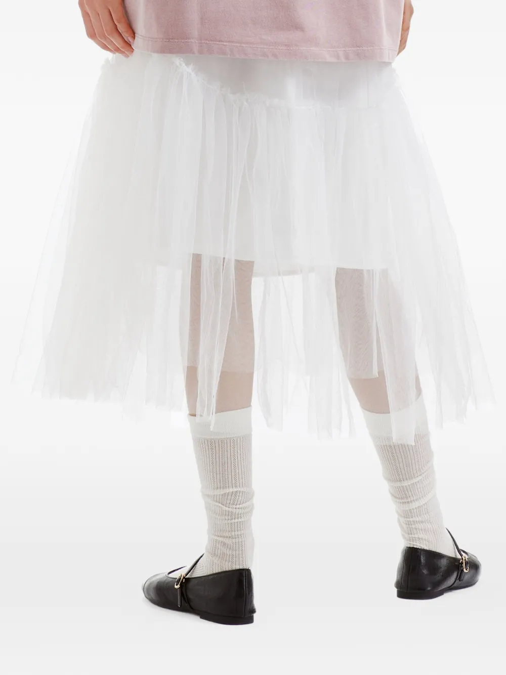 b+ab Midi-rok met ruches Wit