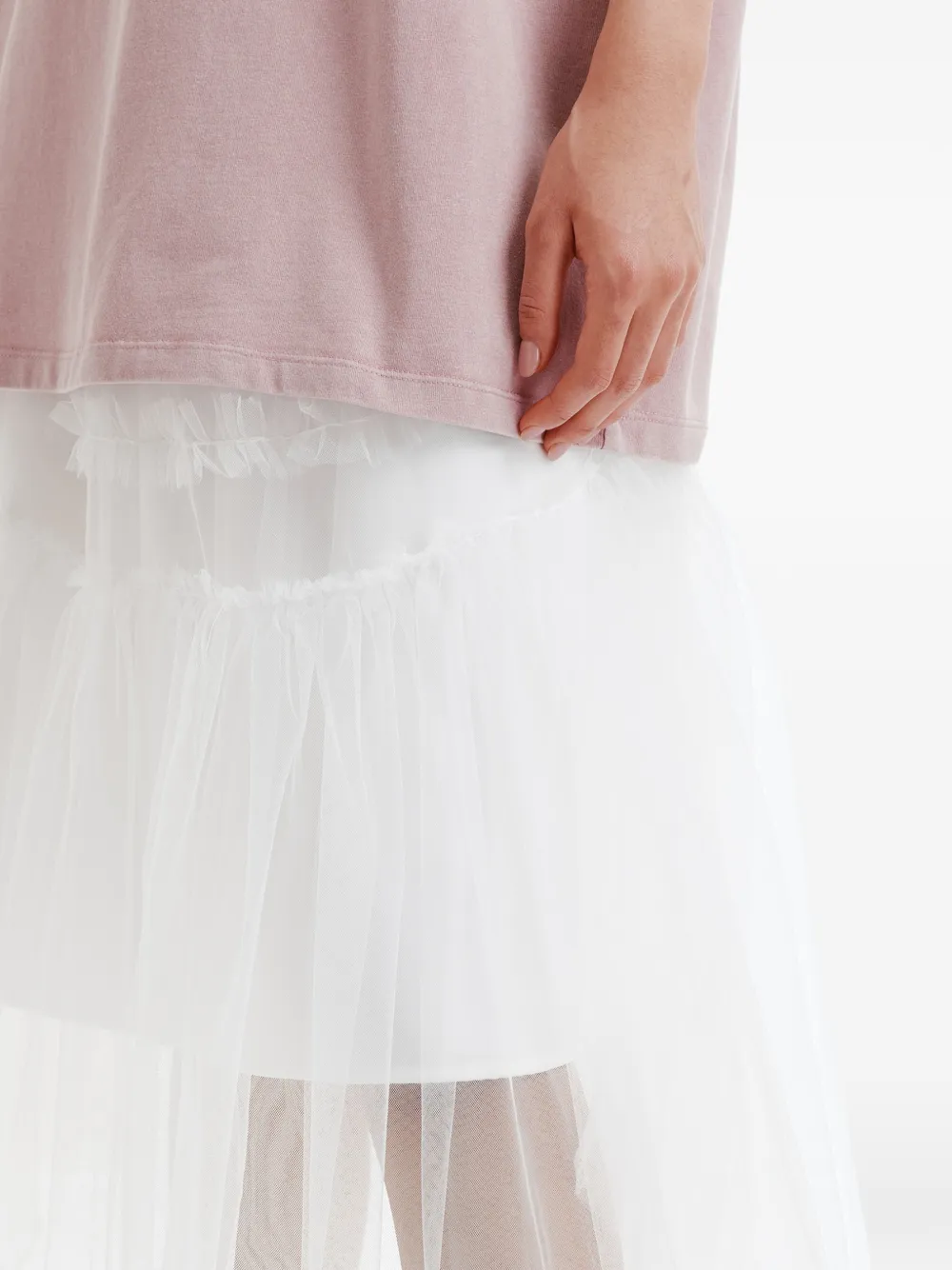b+ab Midi-rok met ruches Wit