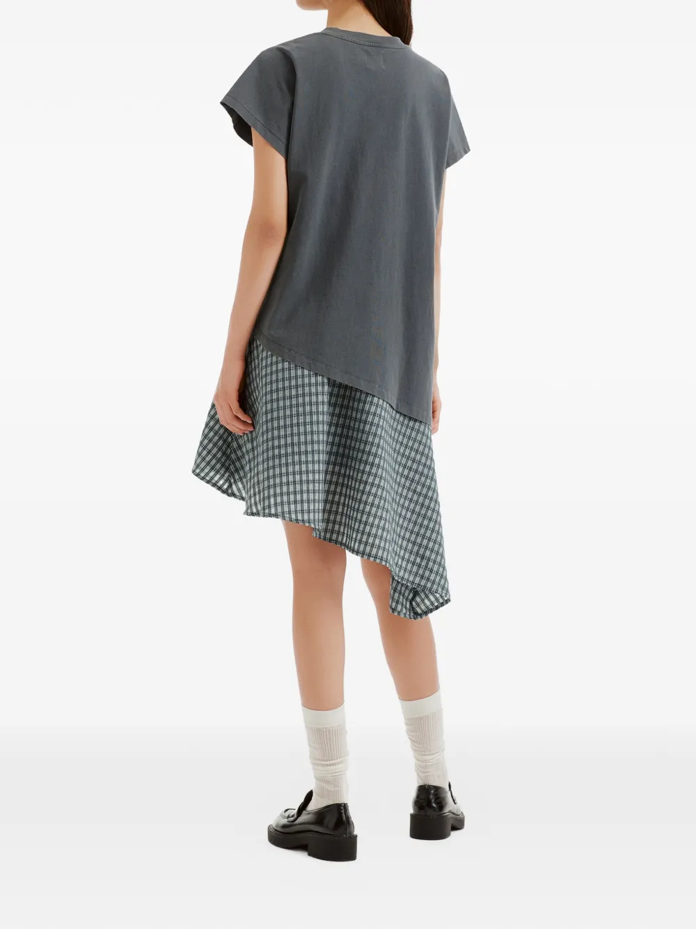 b+ab Asymmetrische jurk met geruit patroon Grijs