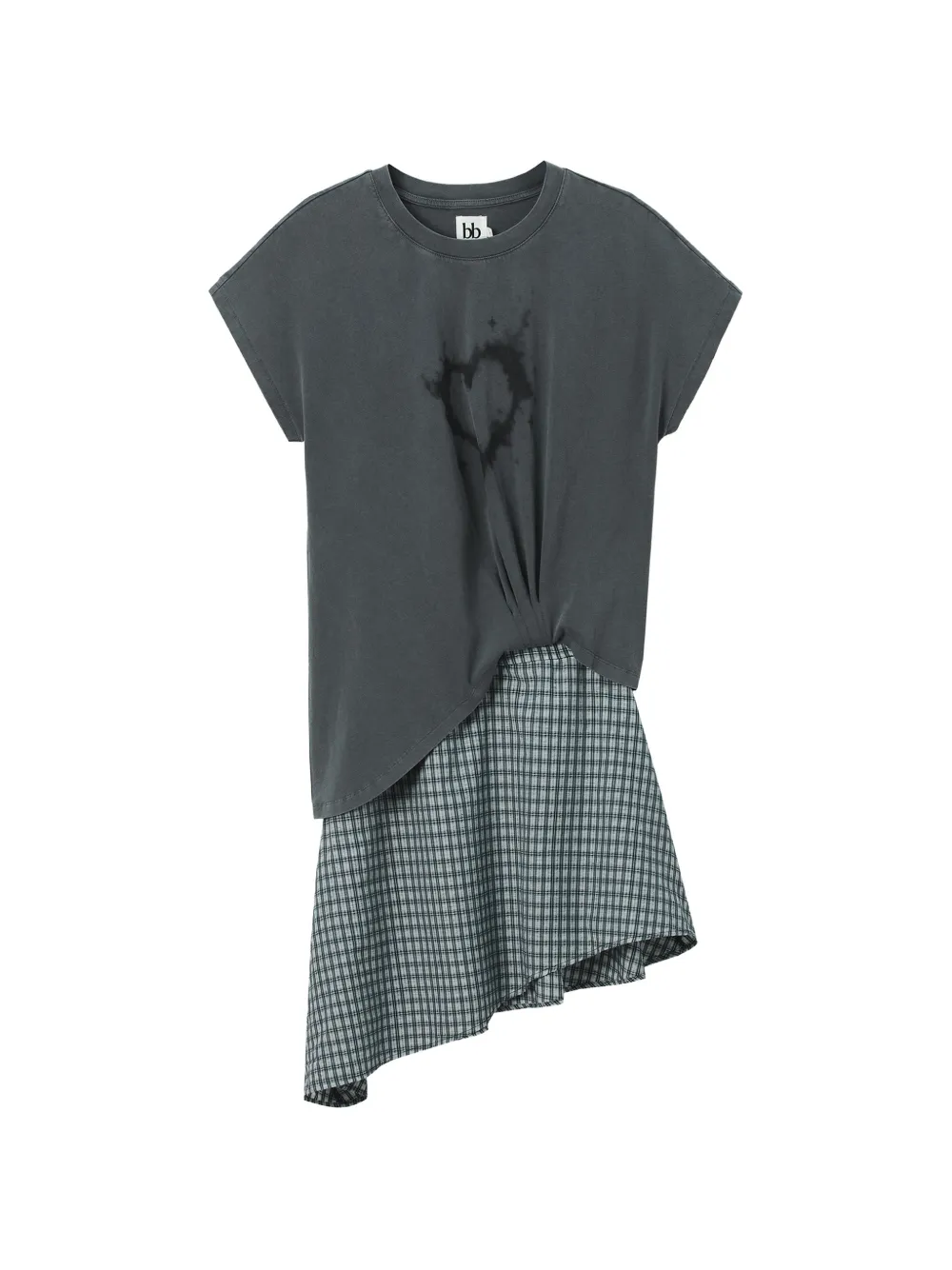 b+ab check-pattern asymmetric dress - Grau