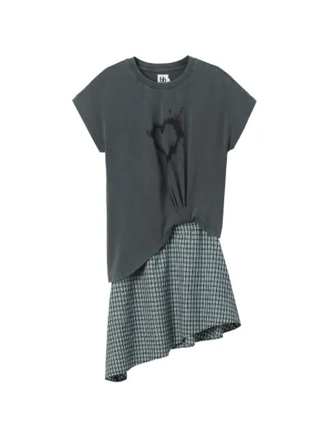 b+ab check-pattern asymmetric dress