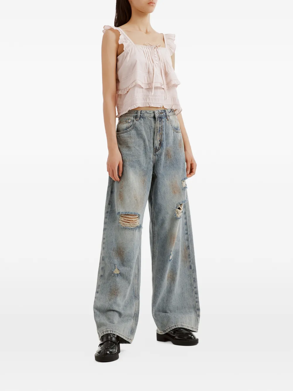 tout a coup Shirt met ruches Roze
