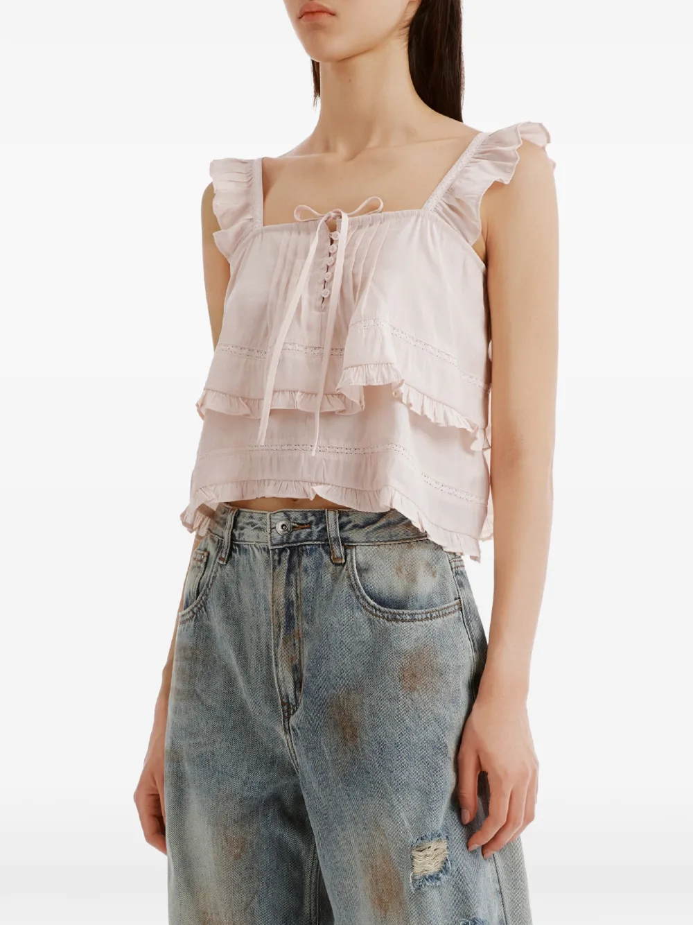 tout a coup Shirt met ruches Roze