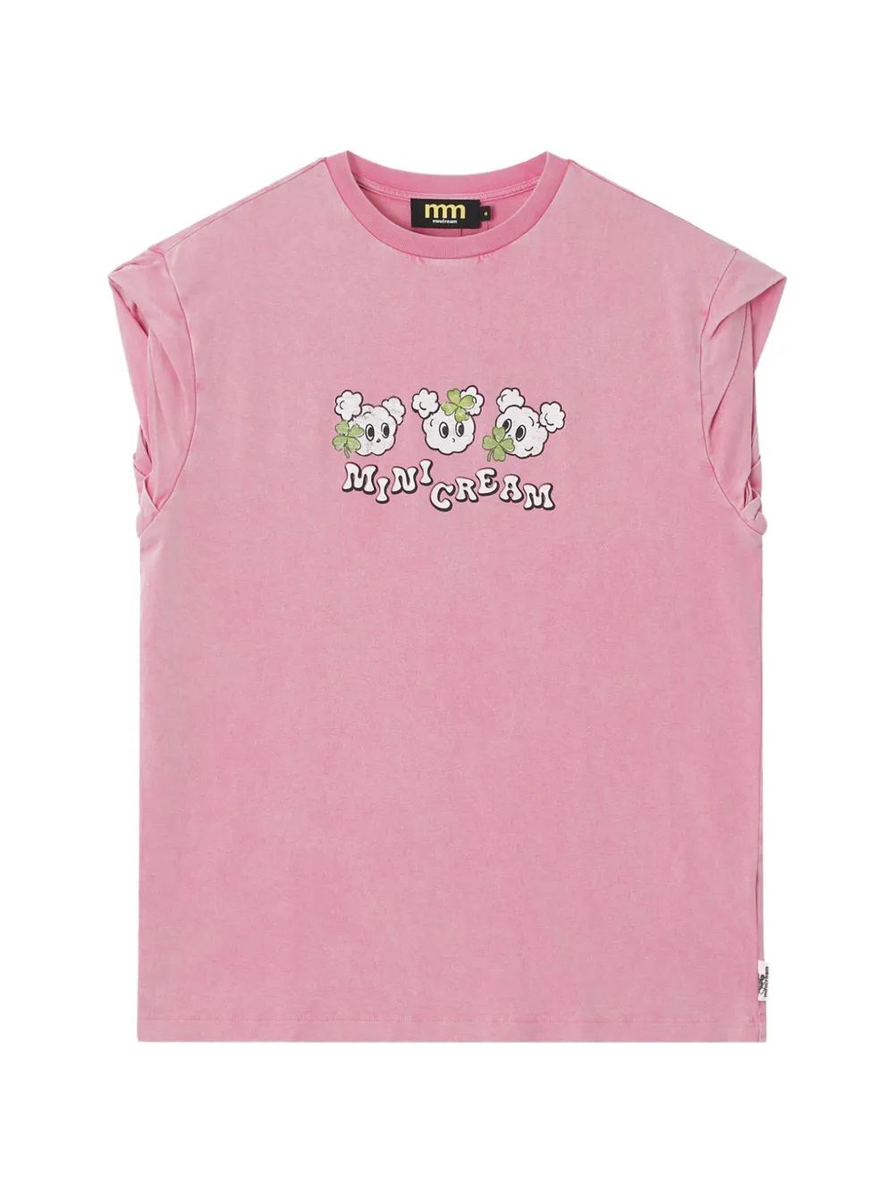 Mini Cream graphic-print sleeve T-shirt