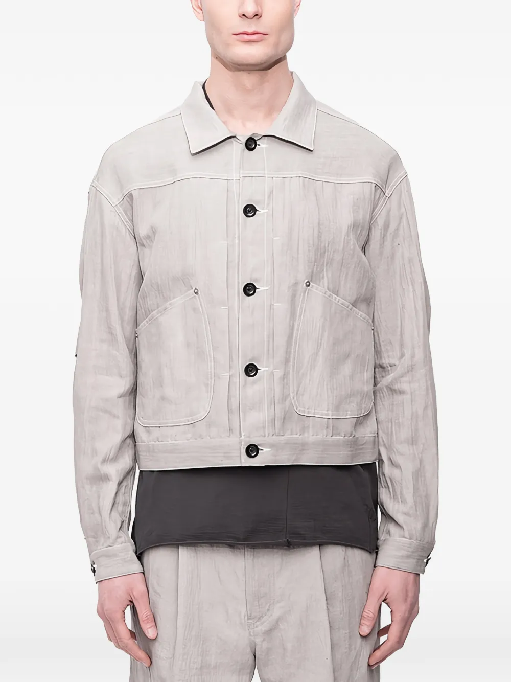 The Viridi-Anne ink-dyed shirt jacket - Grigio