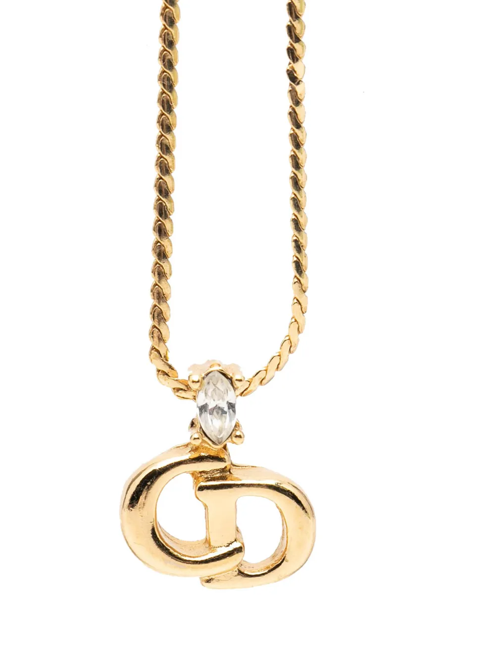Christian Dior Pre-Owned 20th Century Gold Plated Strass CD Logo Pendant Necklace costume necklace - Oro