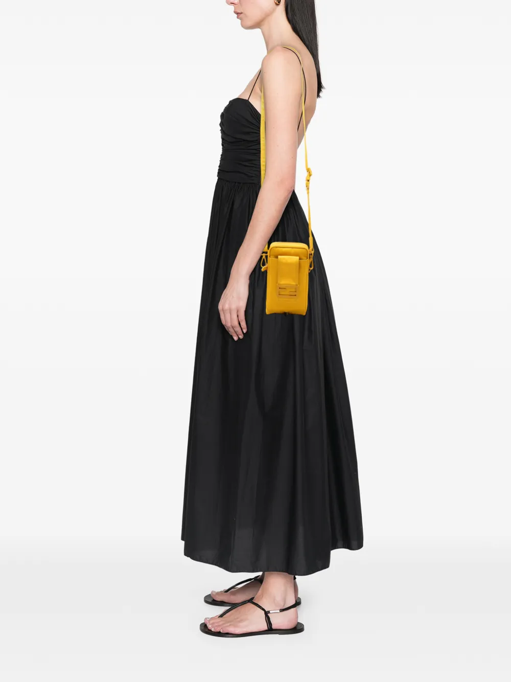 Fendi Pre-owned 2021-2026 Nylon Baguette Phone Crossbody Bag in Yellow, view 2