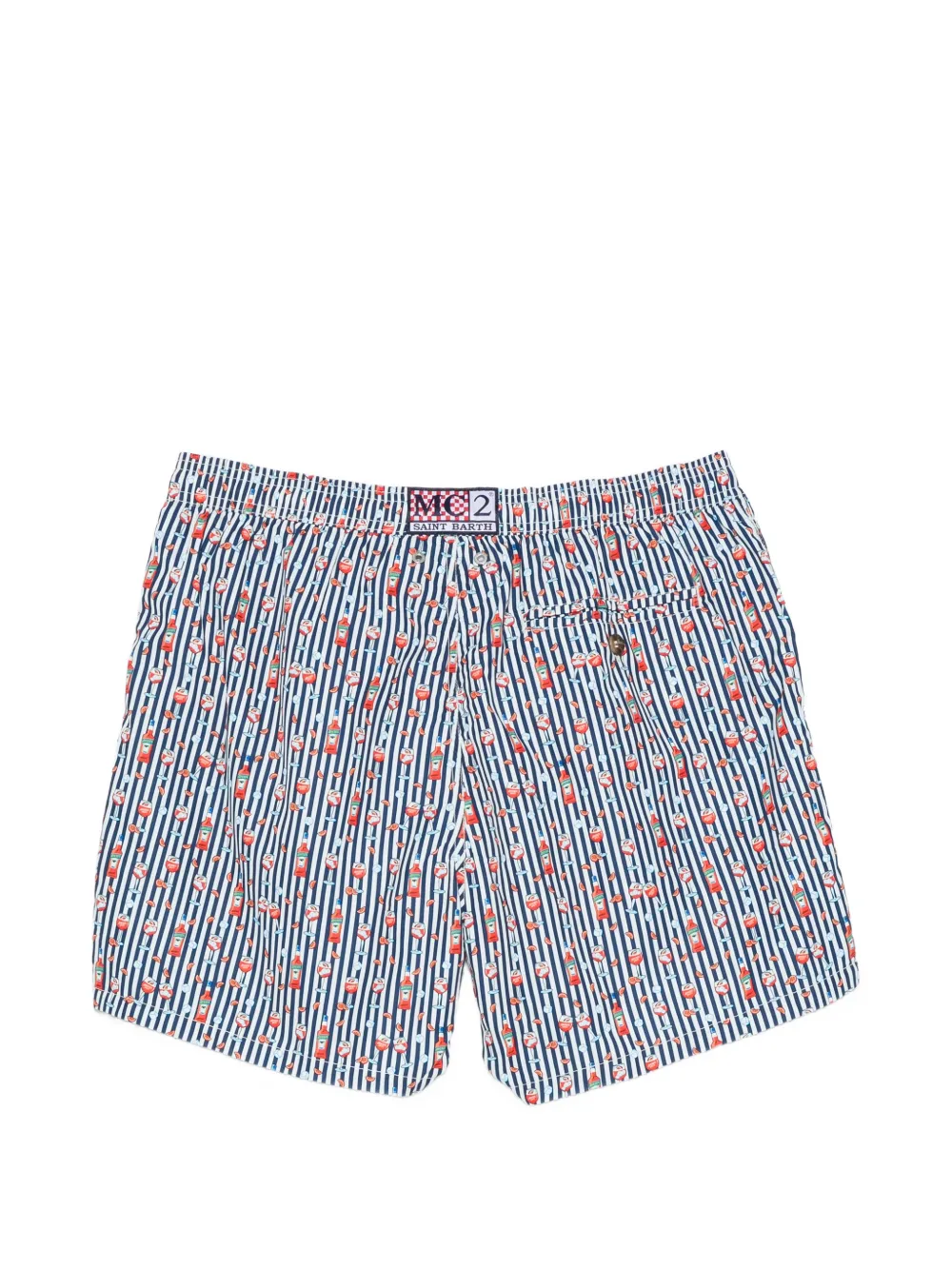 MC2 Saint Barth Gestreepte zwembroek met print Blauw