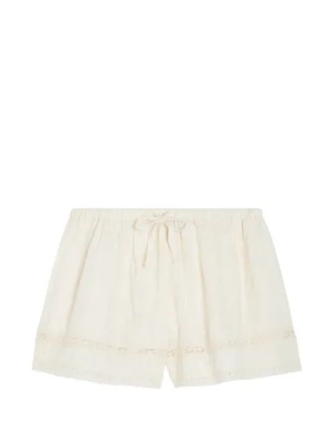 SOLAQUA Beau lace-trim floral-embroidered shorts