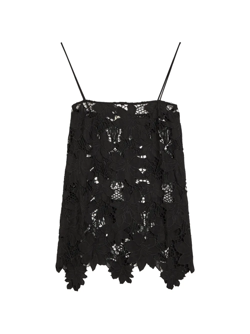 SOLAQUA Camila floral-lace camisole top - Nero