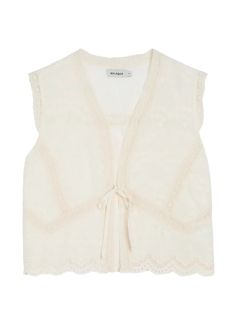SOLAQUA Willow lace-trimmed floral-embroidered top - Bianco