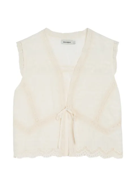SOLAQUA Willow lace-trimmed floral-embroidered top