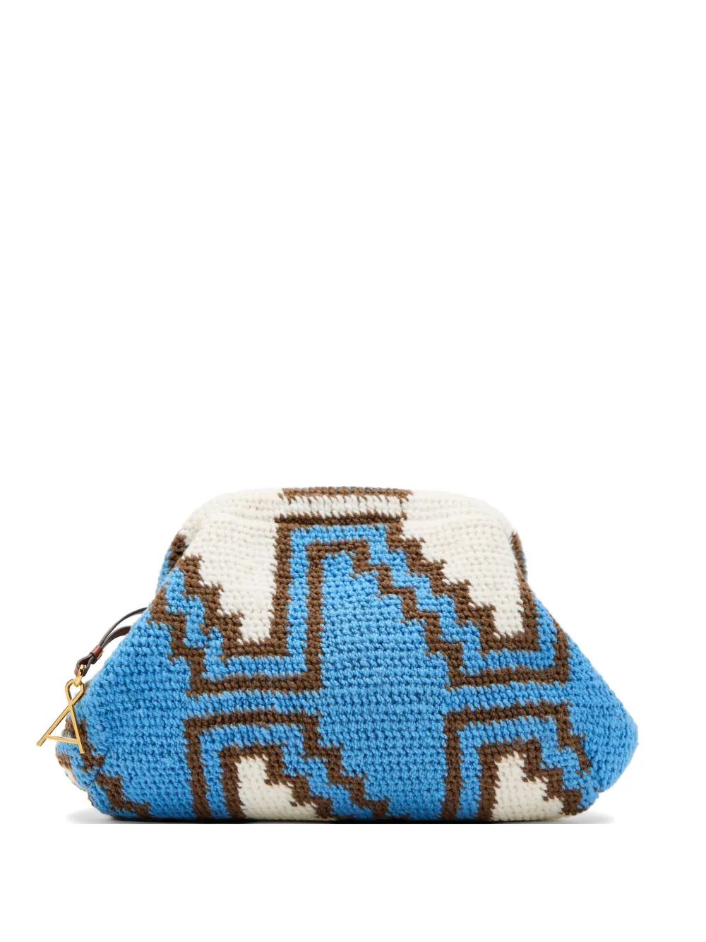 AMONG Bilum geometric-pattern crochet clutch bag - Blu