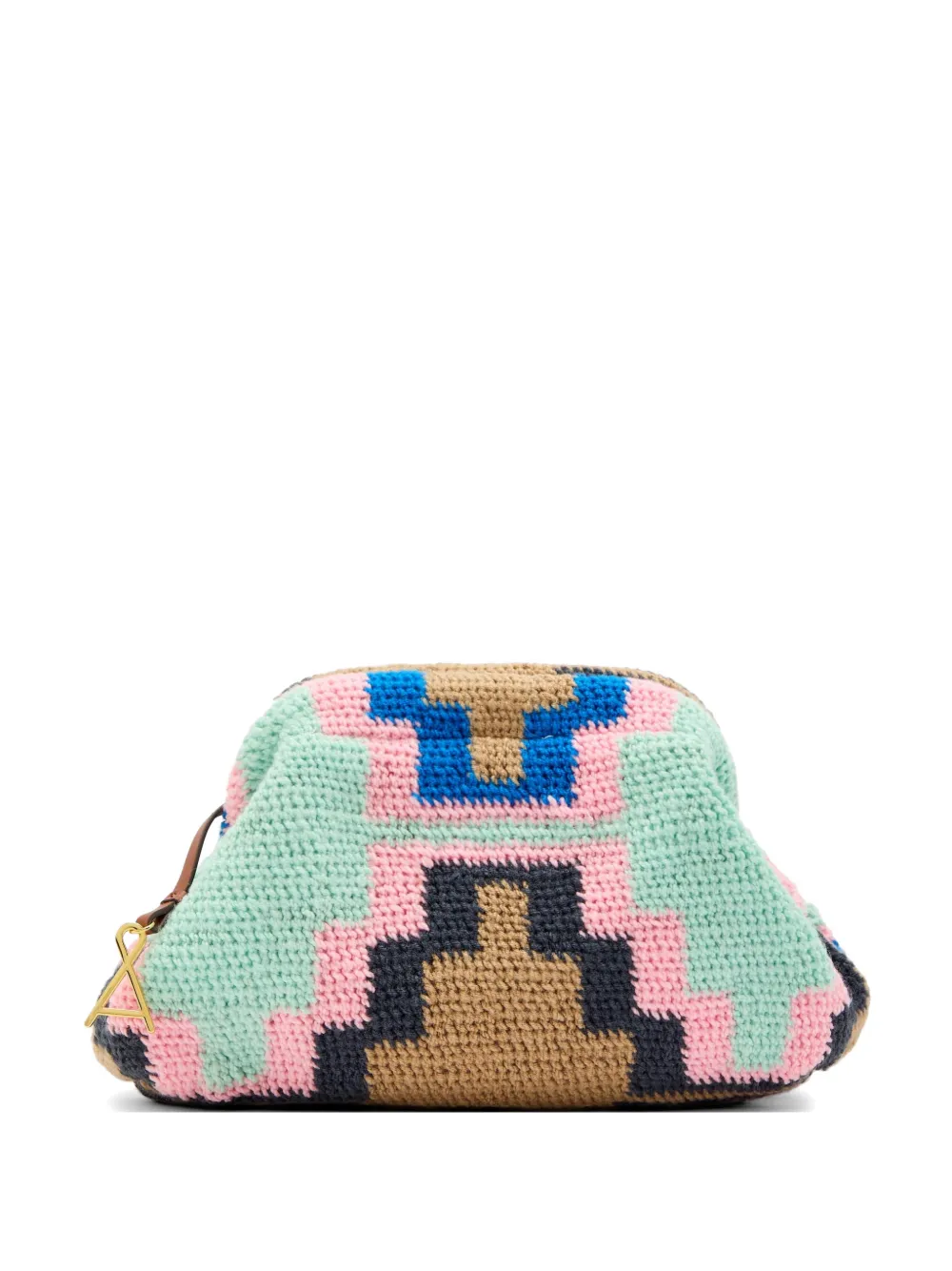 AMONG Bilum geometric-pattern crochet clutch bag - Blu