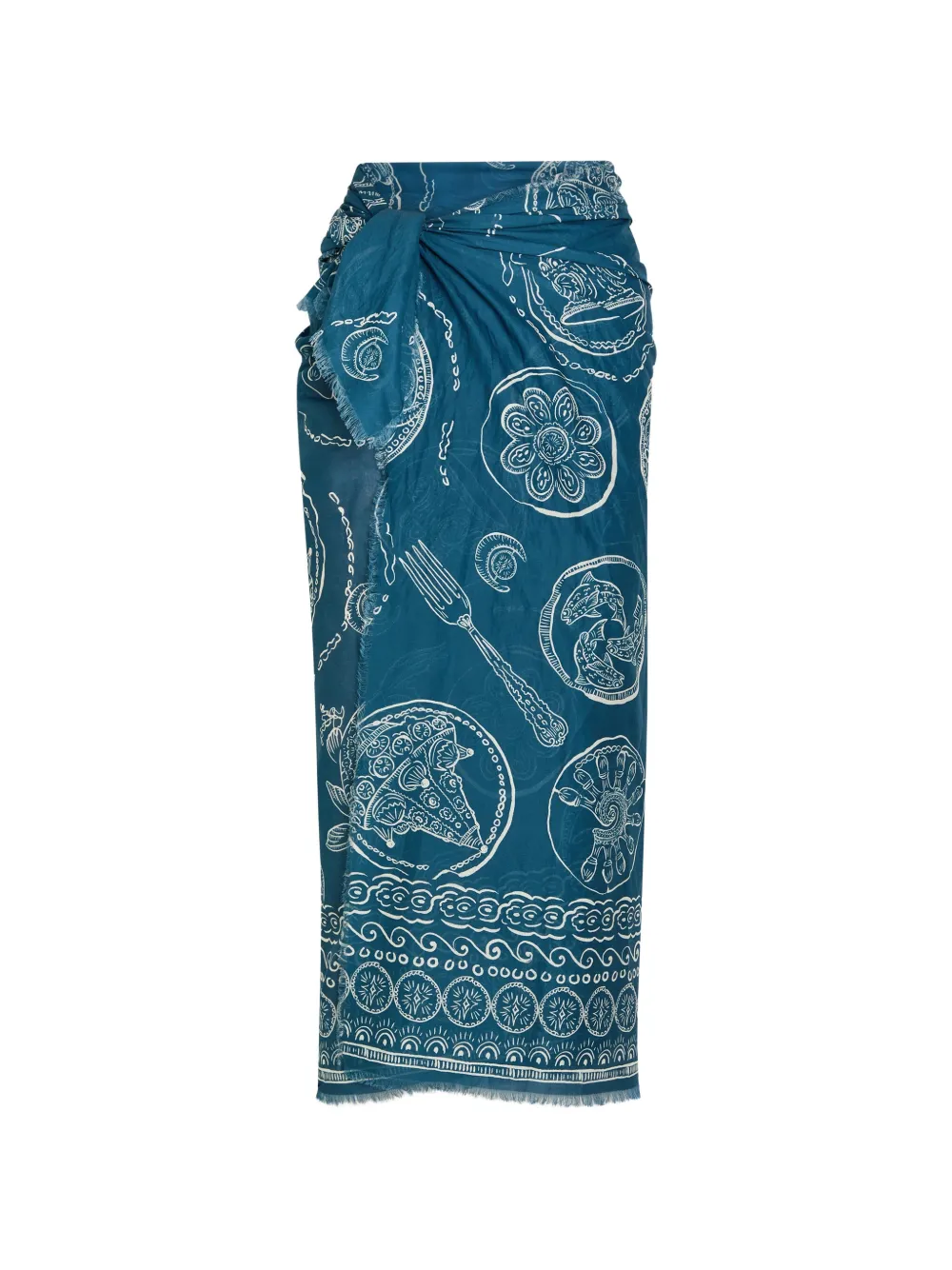 ALEMAIS Lucky graphic-print fringed sarong - Blau