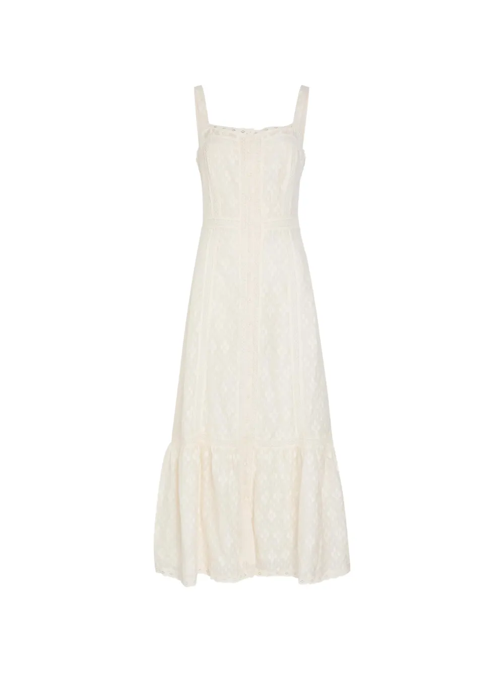 PAIGE Kelli lace-trimmed tiered dress - White