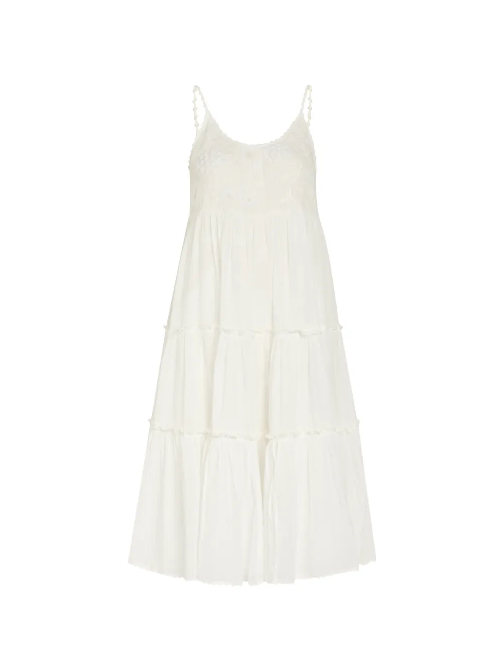 Thierry Colson Veruschka embroidered tiered dress - Bianco