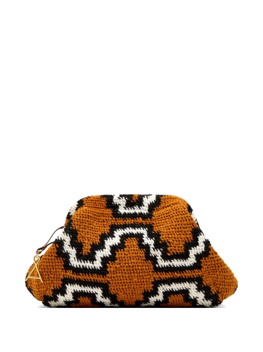AMONG Bilum geometric-pattern crochet clutch bag - Marrone
