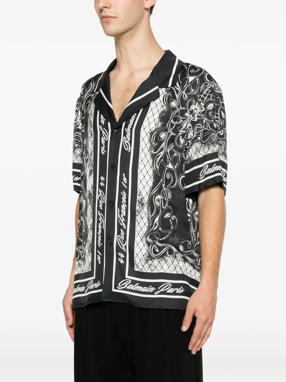  Balmain Camisa Con Estampado Barroco - Negro 
