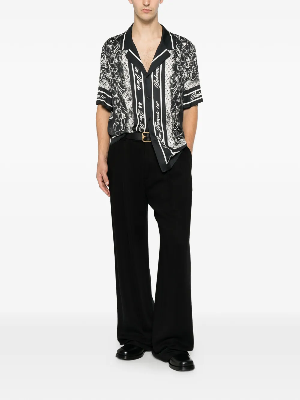  Balmain Camisa Con Estampado Barroco - Negro 