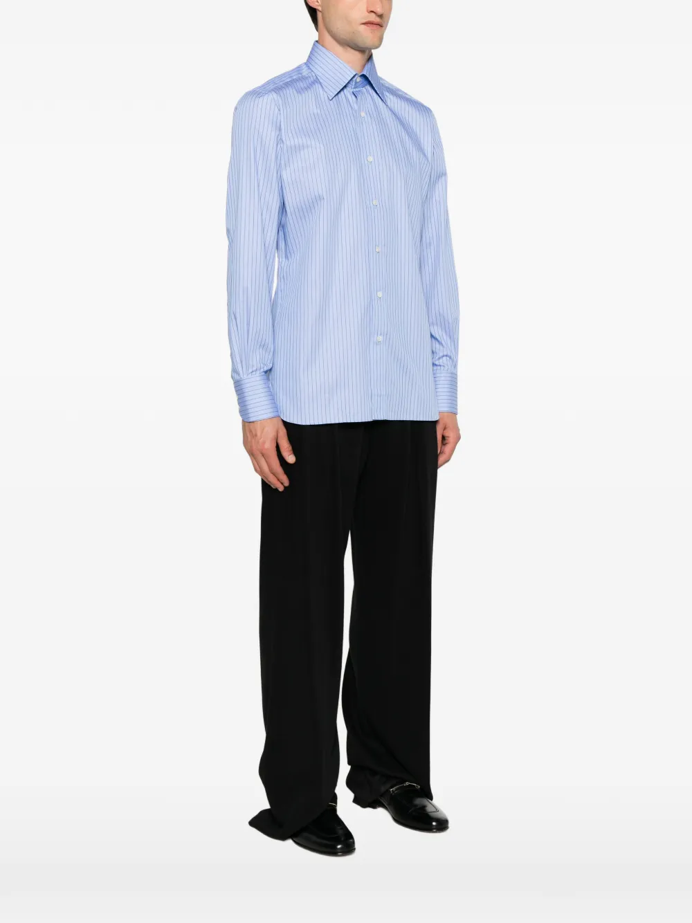 TOM FORD Gestreept overhemd Blauw
