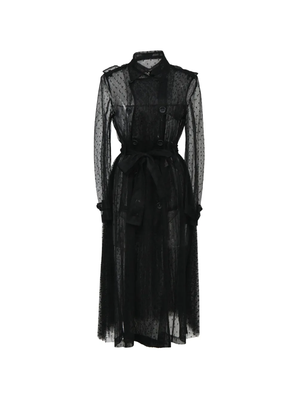 Red Valentino Vintage Pleated point d'esprit trench coat - Nero