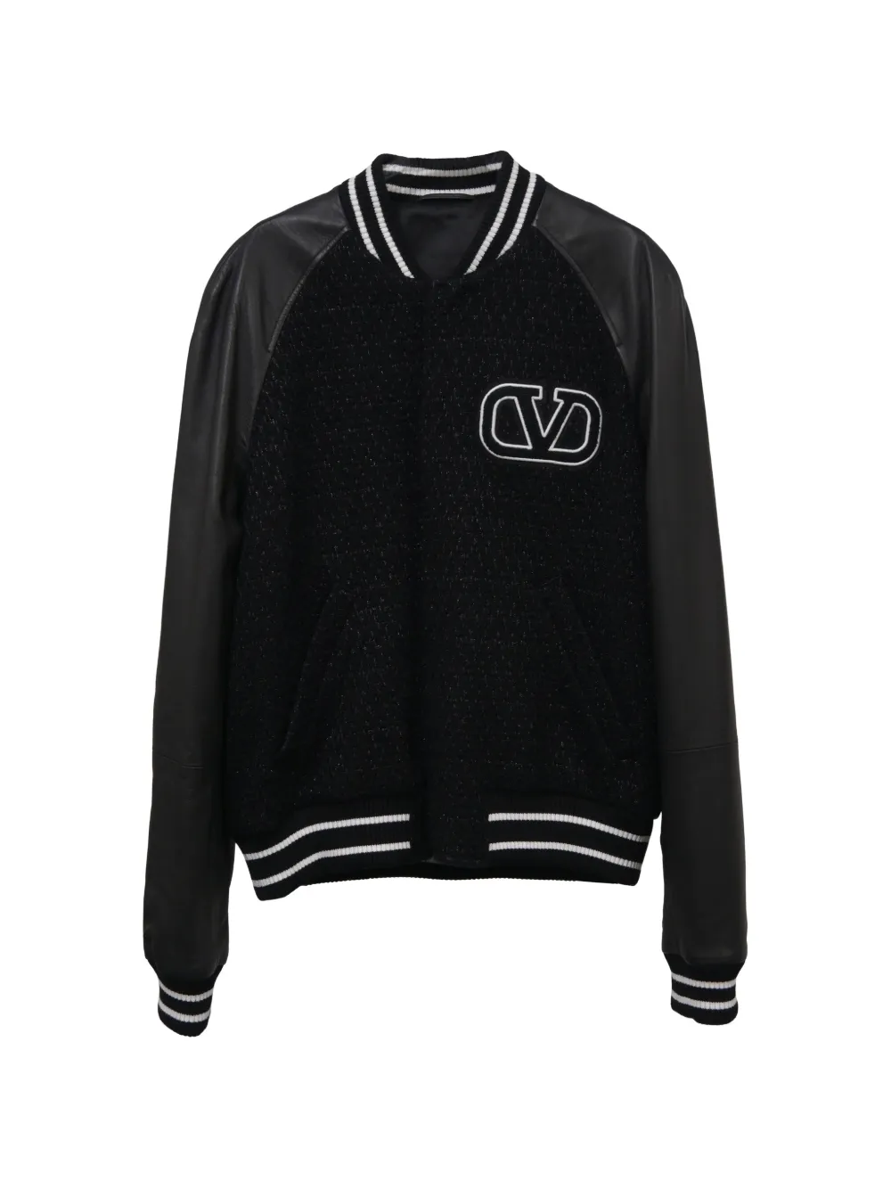 Valentino Garavani Pre-Owned VLogo tweed bomber jacket - Nero