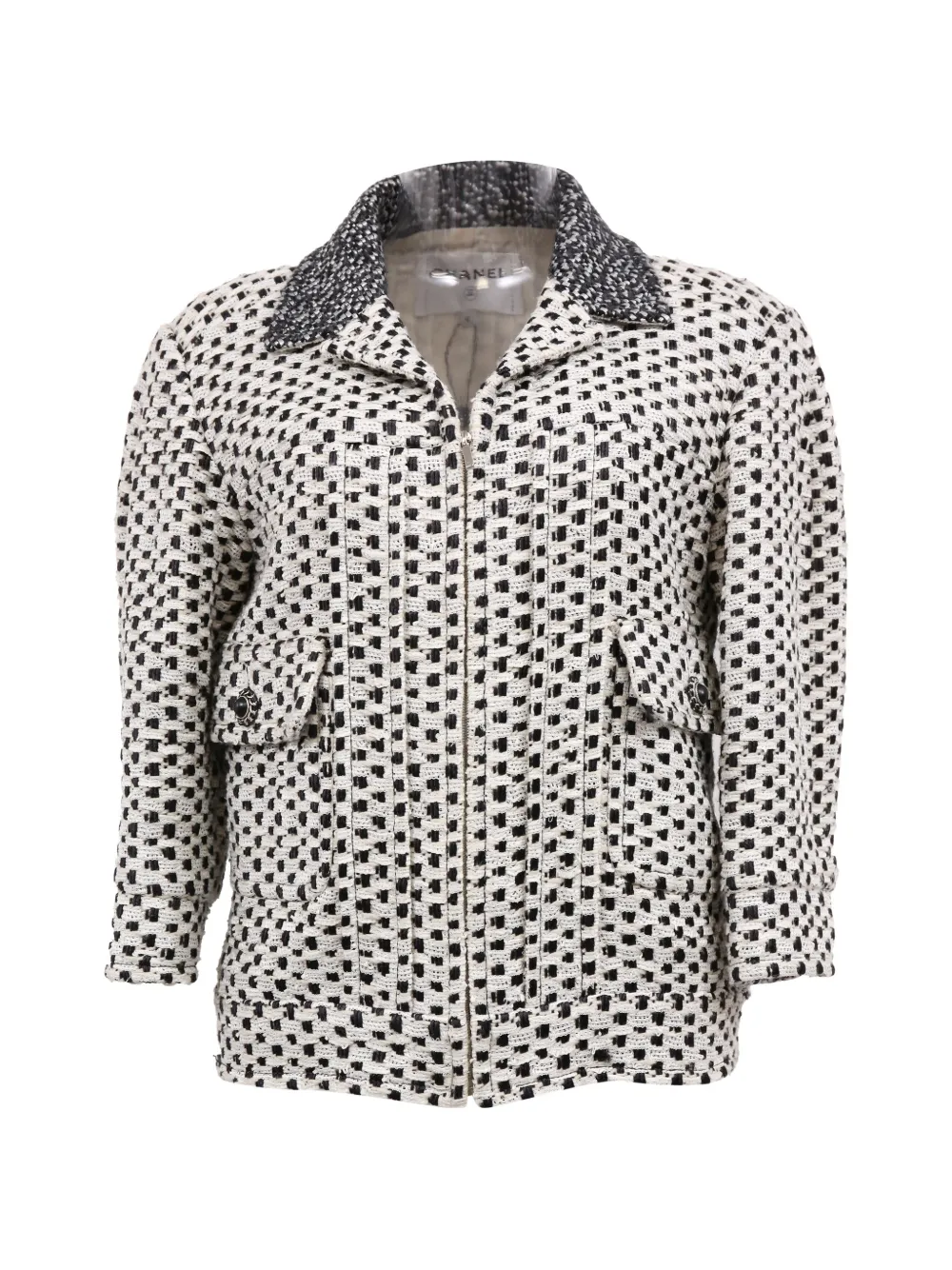 CHANEL Pre-Owned polka dot-print zipped jacket - Weiß