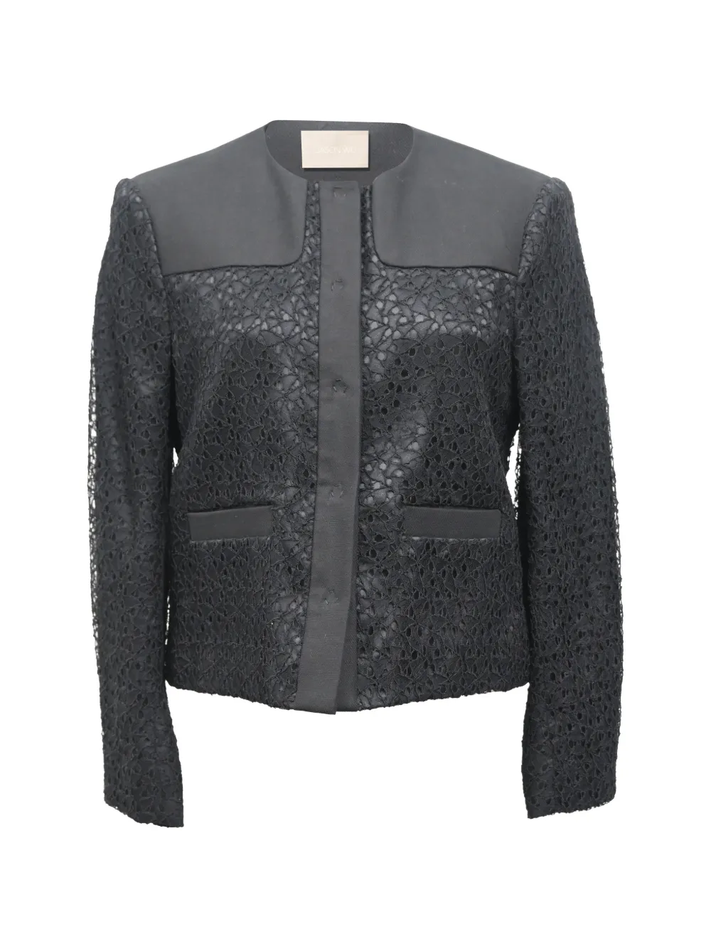 Jason Wu blazer boutonné à détail de dentelle - Noir Jason Wu blazer boutonné à détail de dentelle - Noir