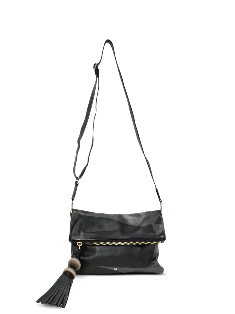 Anya Hindmarch foldover tassel crossbody bag - Black