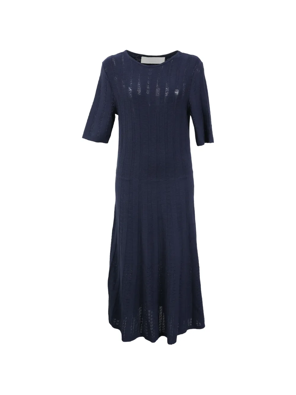 Pre-owned Hugo Boss Eyelet Crew Neck Dress In Blue